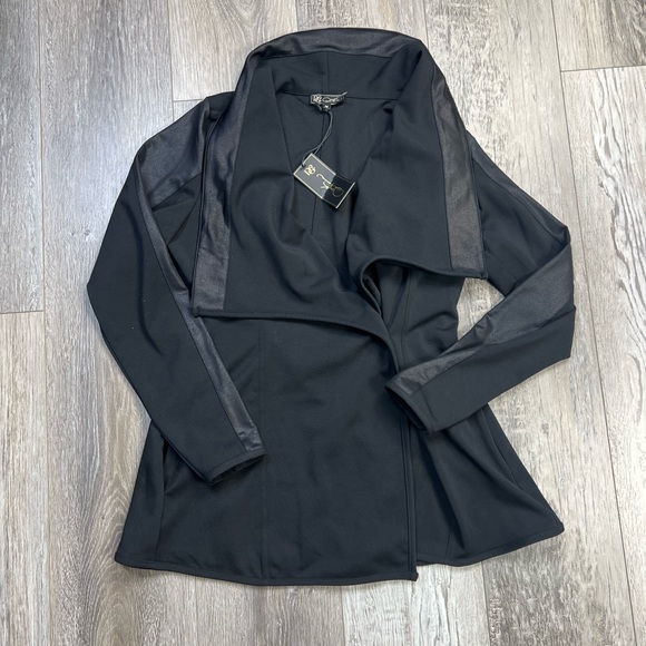 DG2 by Diane Gilman Women's Jacket Ponte Shawl Collar Black - Picture 2 of 8